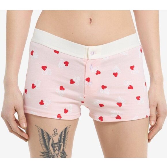 DIET COKE Pink Red Hearts Shorts Size X Large NEW NWT - Picture 1 of 4